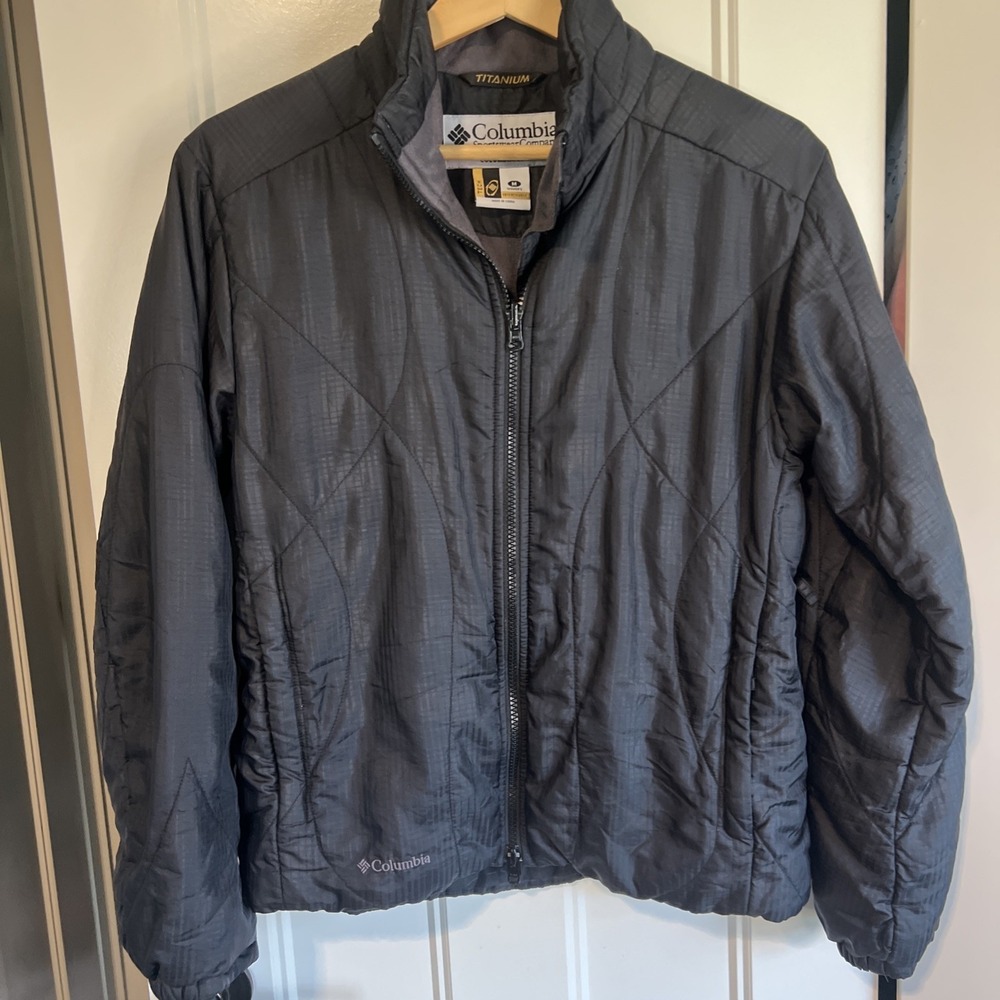 COLUMBIA TITANIUM TECH INTERCHANGE LIGHT QUILTED ZIP JACKET Women's MED black